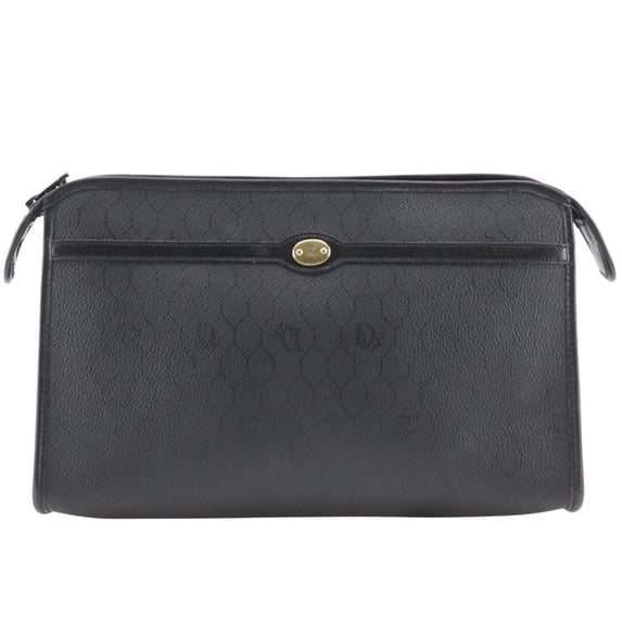 Pre-Owned Christian Dior Old Clutch Bag, Honeycomb Pattern, Vintage PVC, Black, A5, Dior,...