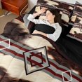 thumbnail image 4 of jejeloiu Rustic Cow Hide 7 Pieces Bedding Comforter Set,Abstract Geometric Rhombus Full Bedding Set,Gray Red Stripe Fitted Sheet Flat Sheet For Boys Kids,Ultra Soft Home Decor Reversible, 4 of 8