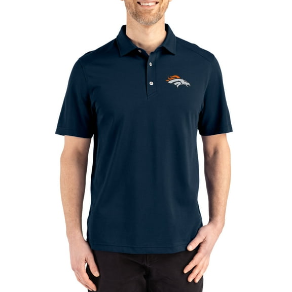 Men's Cutter & Buck Navy Denver Broncos Big & Tall Advantage Refresh Epic Confidence Recycled Tri-Blend Pique Polo