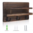 thumbnail image 2 of YIHATA Key and Mail Holder for Wall Hooks Key Hanger for Wall with Shelf Wood Wall Shelf with Hooks for Wall Decorative Retro Hanging Organizer Rustic Farmhouse Decor for Entryway (Brown), 2 of 7