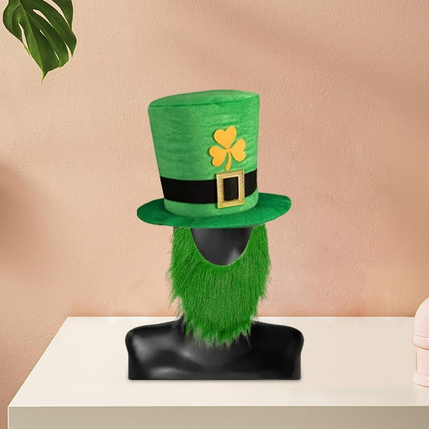 ST Top Hat Beard, Photo Props Party Irlanda Hadas irlandés de gran tamaño para hombres Suministro Traje Traje Viaje Hoja amarilla Baoblaze sombrero de disfraz