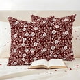thumbnail image 3 of Red White Floral Outdoor Waterproof Pillow Covers, Farmhouse Retro Botanical Leaves Decorative Square Throw Pillowcase Sofa Cushion Sham for Patio/Couch/Chair, 18"x18" 2 Pack, 3 of 8