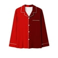 thumbnail image 3 of Annhoo Pajama Sets for Women 2 Piece Color Block Outfits Fall Lapel Long Sleeve Button down Shirts with Pants Homewear, 3 of 4