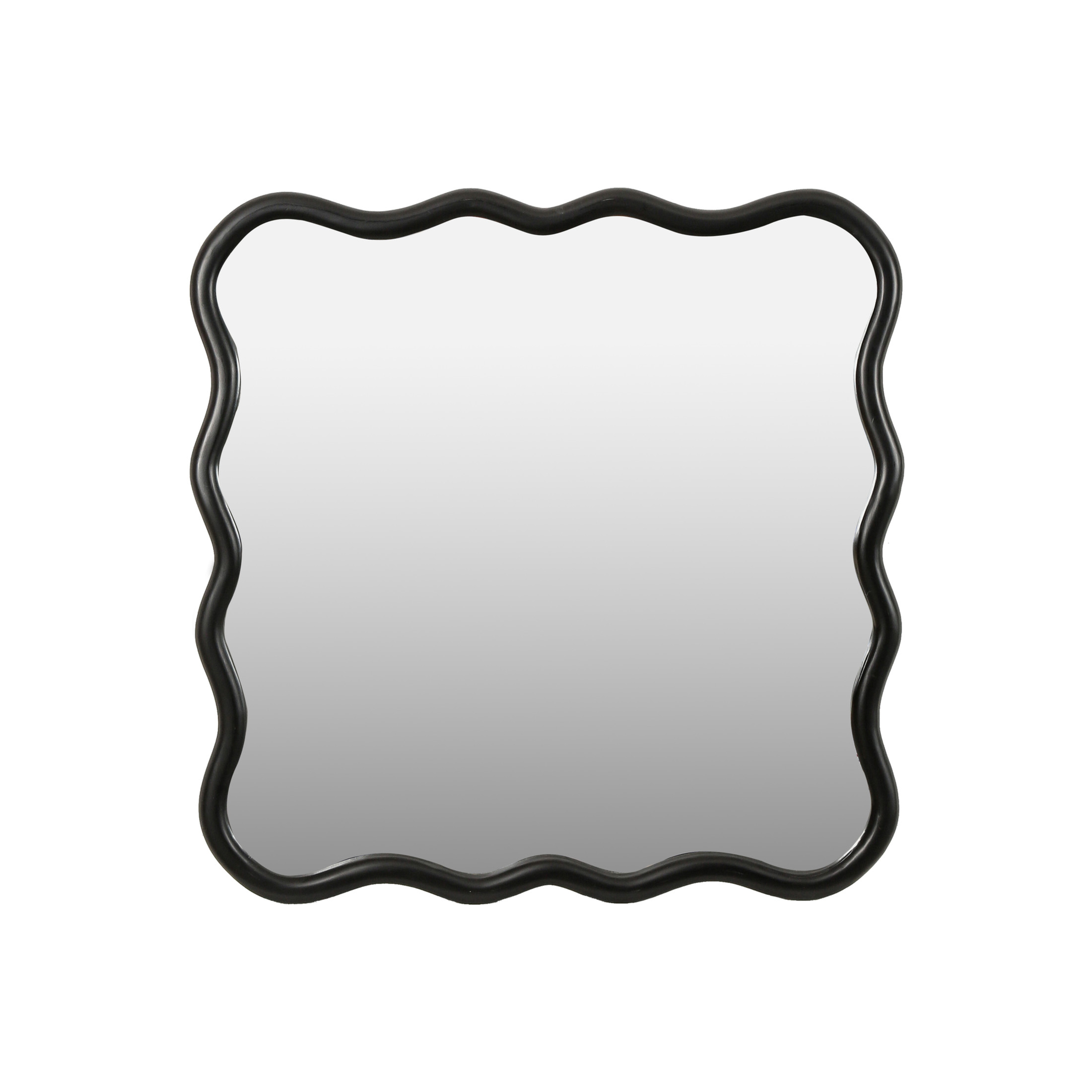 Noble House Wavy Square Solid Wood Mirror, Modern Wall Decor for Bathroom, Bedroom or Entryway, Black