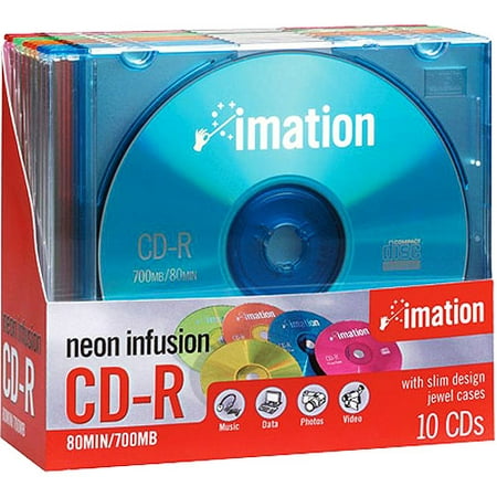 UPC 051122157943 product image for Imation 66000076985 52x Neon CD-R 700 MB 80 Min 10 Pack Neon Slim Jewel (Discont | upcitemdb.com