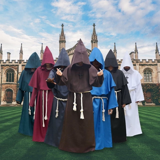 Disfraz de monje medieval, disfraz de sacerdote mago, disfraz de Halloween, túnica de la muerte, disfraz de cosplay