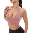 thumbnail image 5 of Spencer Strappy Bra Sports Bras for Women, Halter Neck Backless Padded Impact Strappy Bra Workout Gym Yoga with Removable Cups, Pink, 5 of 9