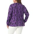 thumbnail image 4 of DARING DIVA  Women's Plus Floral Square Neck Blouse 4X Purple, 4 of 6