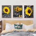 thumbnail image 4 of 3 Panels Flowers Artwork Painting Prints Pictures Canvas Wall Art for Bathroom,Black and White,12" W x 12" H, Multi-Sized, 4 of 5