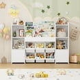 thumbnail image 3 of Hiphuta Kids Bookcase Toy Storage Organizer, Wooden Toy Chest for Kids with 6 Removable Toy Boxes, Kids Storage Bookshelf for Bedroom Playroom, White, 3 of 10