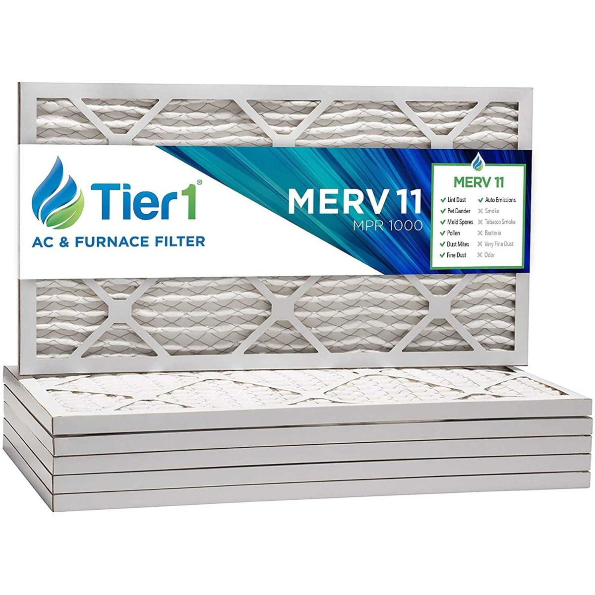 Tier1 16x25x1 Merv 11 Pleated Air/ Furnace Filter -6 Pack
