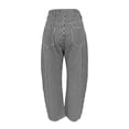 thumbnail image 4 of Women's Vintage Washed Denim Jeans with Striped Paneling, Hip Hop Baggy Jeans Mid-Low Waist Wide Leg Loose Fit Casual Pants with Pockets,Black L, 4 of 5