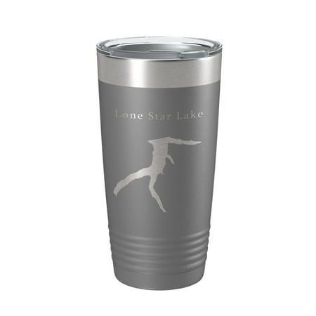 

Lone Star Lake Map Tumbler Travel Mug Insulated Laser Engraved Coffee Cup Kansas 20 oz Dark Gray