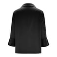 thumbnail image 5 of Lumtrix Womens Elegant Cowl Neck Satin Blouse Casual Bell 3/4 Sleeve Tops Dressy Business Collared Ruched Shirts Black L, 5 of 6