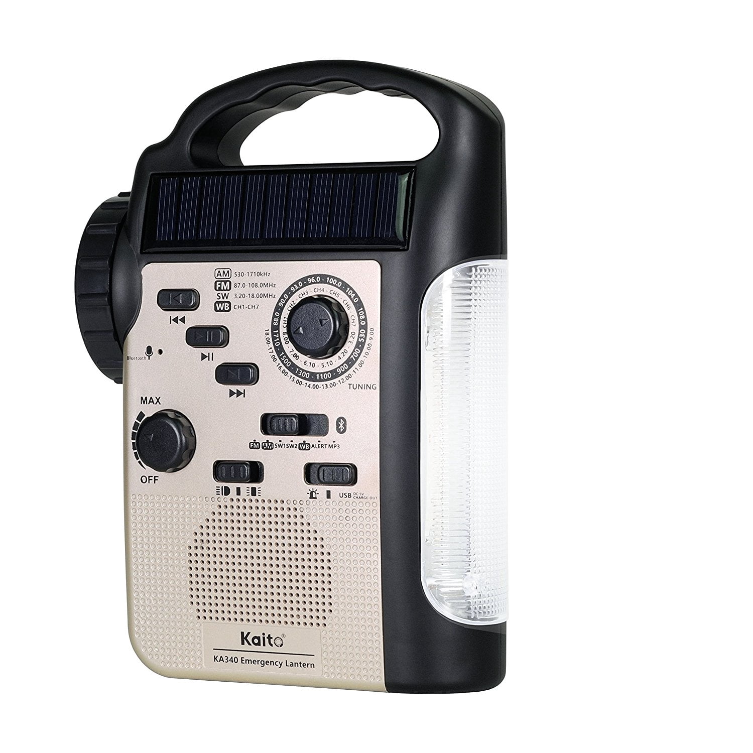 Kaito KA340 Bluetooth Lantern Flashlight with AM/FM NOAA Weather Radio - Gold