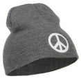 thumbnail image 5 of Peace Symbol Embroidered Short Beanie - Grey OSFM, 5 of 5
