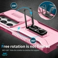 thumbnail image 5 of Phone Case for Samsung Galaxy S25 Edge Case with Sliding Camera Cover, with 360° + 100° Free Rotation Metal Finger Ring Bracket, Fit Magnet Car Mount, 2 In 1 Case Cover for Galaxy S25 Edge, Pink, 5 of 8