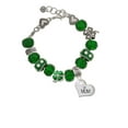 thumbnail image 2 of Delight Jewelry Silvertone Large ''Mom'' Heart with Clear Crystal - Green Irish Luck Bead Charm Bracelet, 7.5", 2 of 4