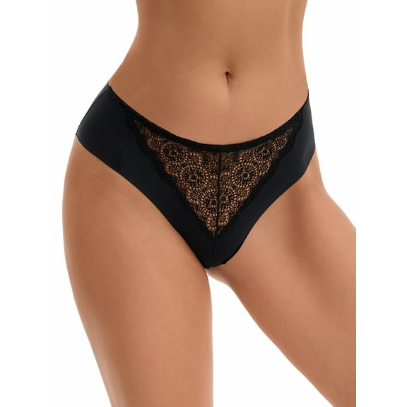 Unique Bargains Women's Mid Waisted Smooth Silky Breathable Underpants S Black