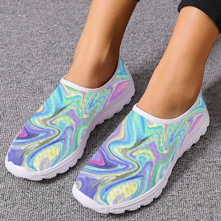 Psychedelic Print Lightweight Breathable Shoes Women Loafers Slip On Casual Shoes Flats Shoes Zapatos Mujer