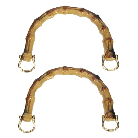 Purse Handles, 2Pcs 6.1" Plastic Bamboo Handbag Handle Replacement Accessories with Metal Buckle (Burnt Yellow)