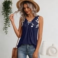 thumbnail image 4 of Kixjoy Tank Tops for Women V Neck Trendy Tank Tops Sleeveless Lounge Summer Pleated Tunic Tops Basic Cozy Baggy Shirts for Women, Dark Blue L, 4 of 6