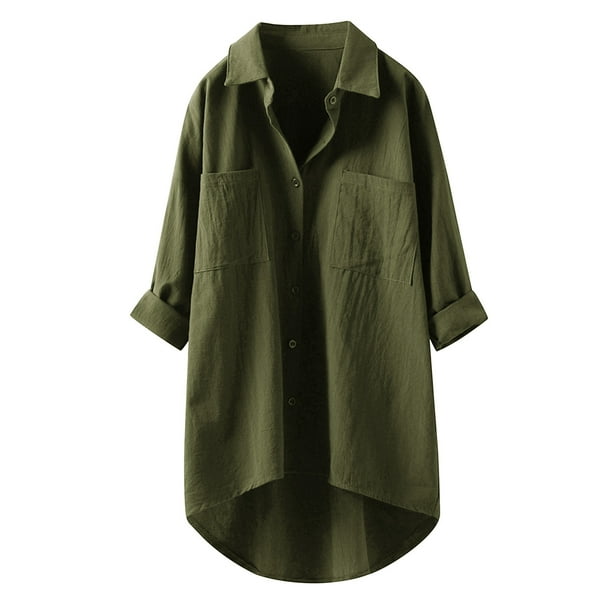Blusa de trabajo con botones para mujer: camisa lisa de manga larga, poliéster, cuello en V abotonado, bolsillo en el pecho, estilo informal de negocios, tallas S-XXXL, contorno de pecho 114-144 cm.