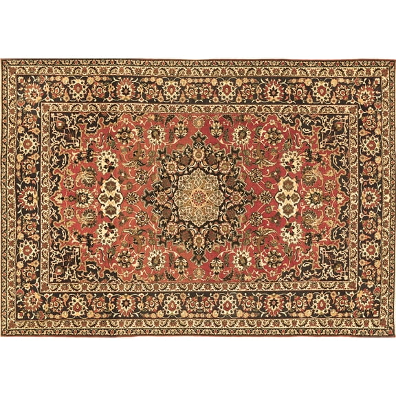 Ahgly Company Indoor Rectangle Medallion Brown Traditional Area Rugs, 5' x 7'