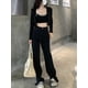thumbnail image 4 of Vaqueros lisos para mujer, otoño, diseño con aberturas, sexys, picantes, para chicas, estilo coreano para ir al trabajo, elegantes, de cintura alta, cómodos, 2023, 4 of 6