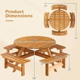 thumbnail image 3 of Costway 8-Person Round Picnic Table Set with 4 Built-in Benches 2" Umbrella Hole, Yellow, 3 of 11