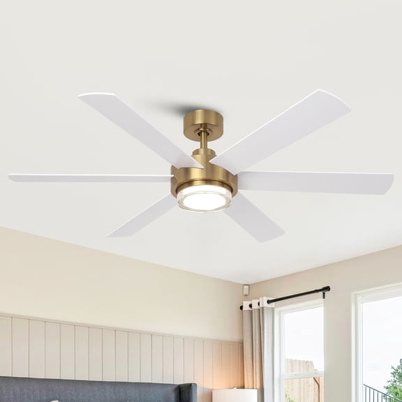 Parrot Uncle Modern 54" Gold LED Celing Fan with Remote Control, Living Room Ceiling Fan