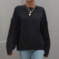 thumbnail image 4 of IROINNID Reduced Womens Sweater Round Neckline Pullover Sweater Solid Color Loose Short Length Long Sleeve Knitting Thick Needle Twisted Rope Sweaters Blouse, 4 of 8