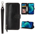 thumbnail image 1 of TECH CIRCLE Zipper Wallet Phone Case for Samsung Galaxy S21 Plus 6.7 inch,Full Protection Luxury Leather Magnetic Closure Flip Stand Card Slots Protective Cover,Black, 1 of 11