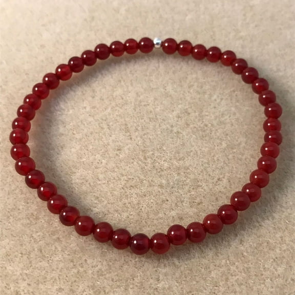 Natural Red Carnelian 4mm round Shape smooth Cut Beads Stretchable Bracelet for Men & Women.