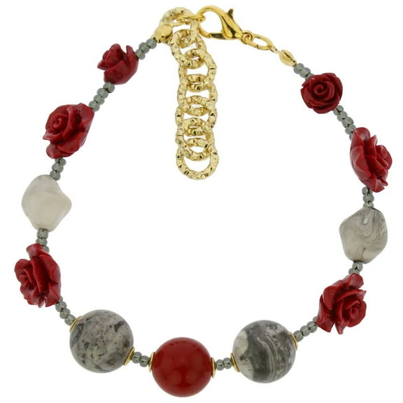 GlassOfVenice Murano Glass Rosa Di Marmo Bracelet