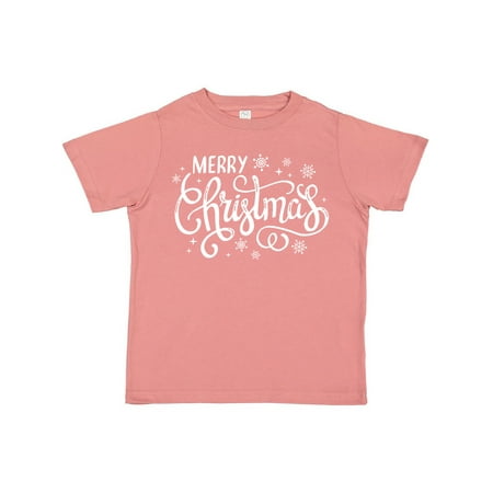 

Inktastic Merry Christmas Hand Lettering with Snowflakes in White Gift Toddler Boy or Toddler Girl T-Shirt