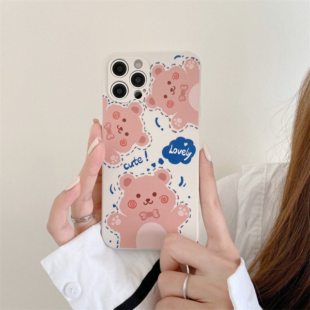 Funda suave de oso de pantalla completa Rosa linda de lujo para Samsung A52, A72, A51, A71, A10, A20S, A21S, A12, A13, A22, A31, A32, A33, A42, A50, A30S