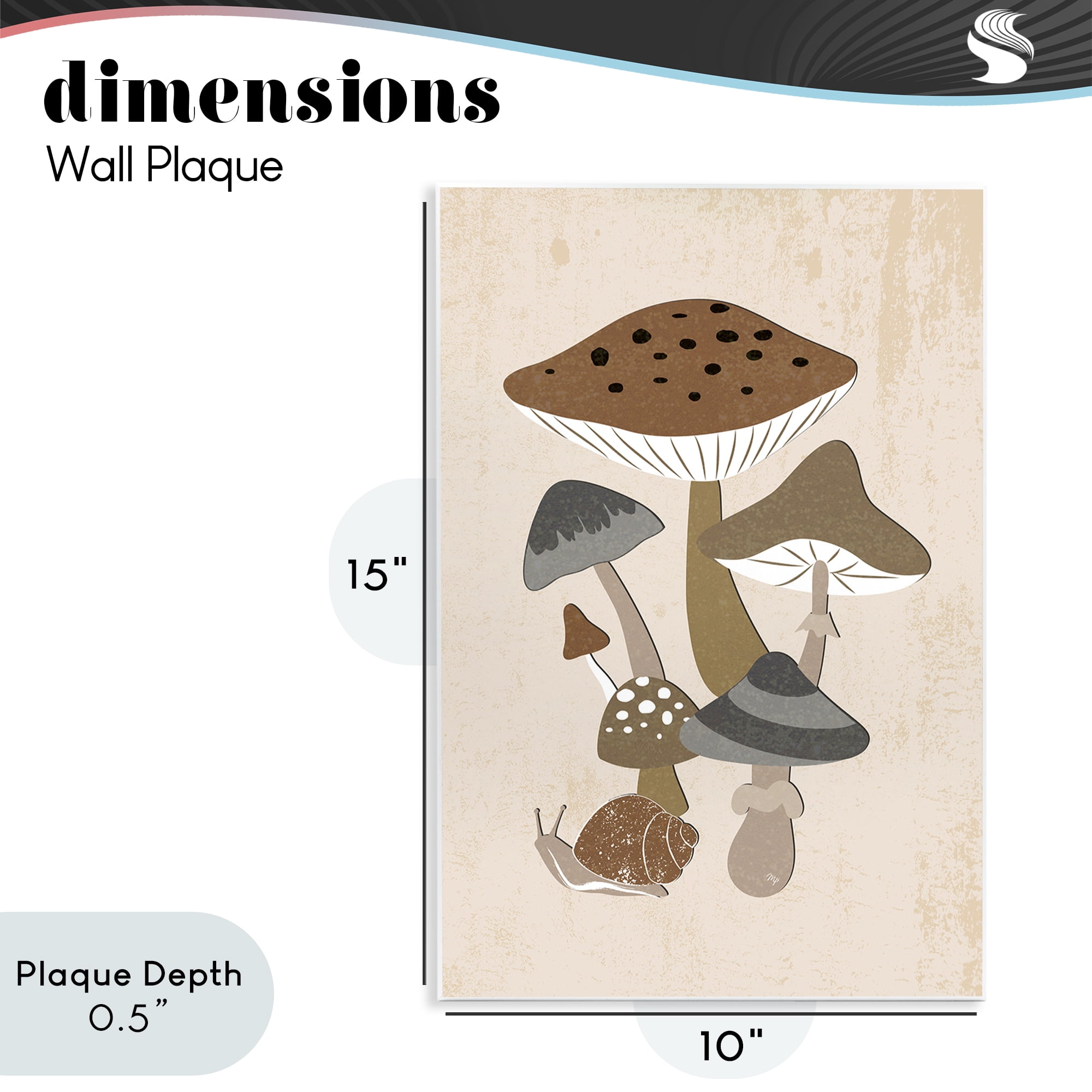 Stupell Industries Earthy Fungi Mushrooms & Snail Wall Plaque Art, design by Martina Pavlova