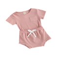thumbnail image 3 of PENGXIANG Bébé Été Ensemble Manches Courtes Solides Hauts de Couleur Ensemble Shorts, 3 of 6