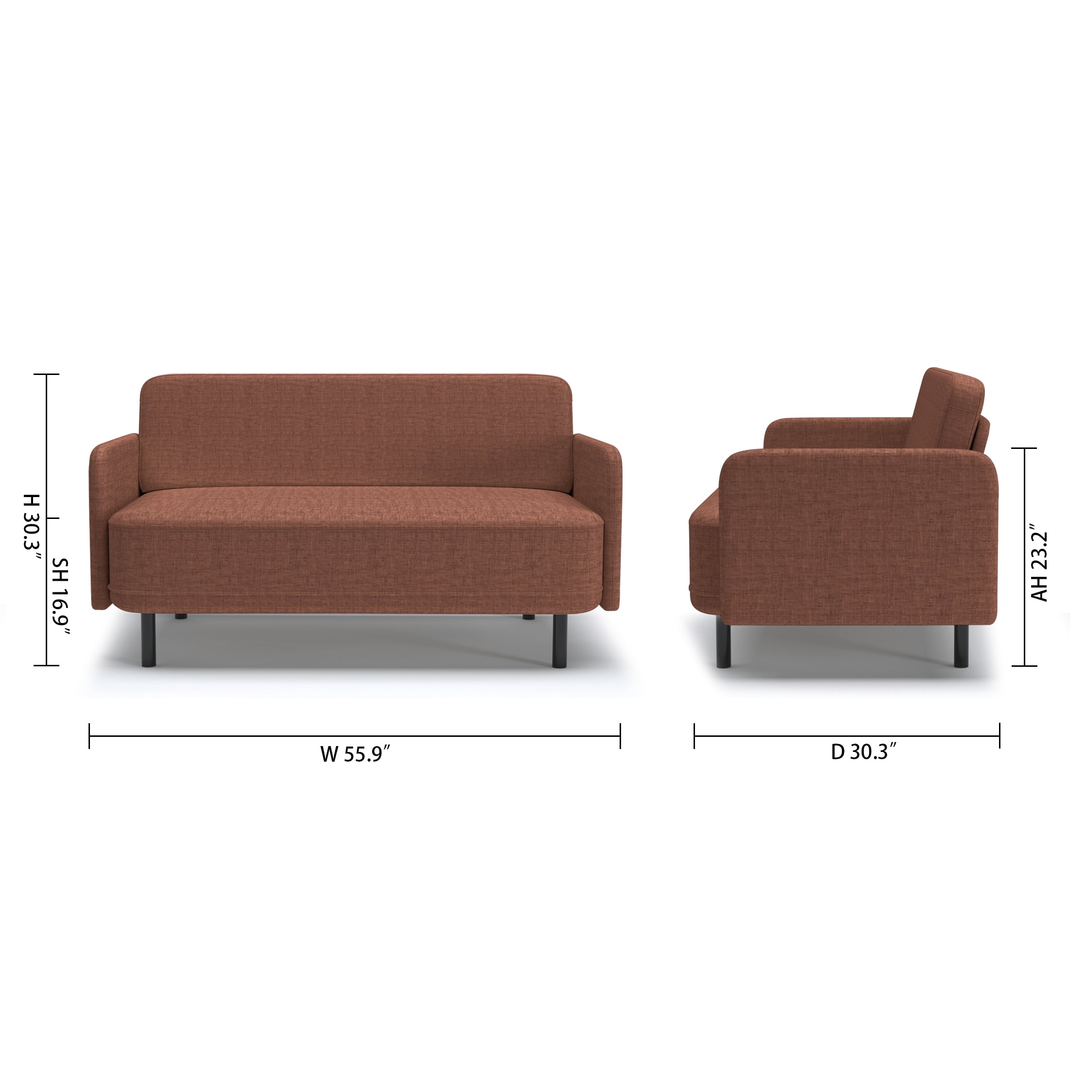 Artdeco Home Metro Loveseat - Modern Living Room Loveseat Sofa, Two-Seater Settee, Upholstered Corduroy Fabric Armchair, Love Seat Sofa Chair with Wood Legs for Bedroom/Office/Reading Spaces