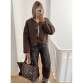thumbnail image 5 of Abrigo corto de lana de cordero para mujer, chaqueta elegante de manga larga con bolsillos y cuello redondo, ropa cálida de otoño e invierno, 2024, 5 of 5