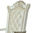 thumbnail image 2 of 27 Inch Classic Vegan Leather Armchair, Button Tufted, Carved, White - Saltoro Sherpi, 2 of 5