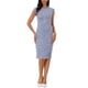 thumbnail image 2 of Vestido elegante de tweed para mujer Inspire Chic, con cuello redondo, mangas cortas, estilo vintage, ajustado, midi, talla XL, color azul, 2 of 6