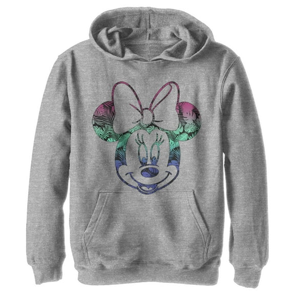 Boy's Mickey & Friends Tropical Minnie  Pull Over Hoodie Athletic Heather Medium