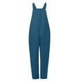 thumbnail image 4 of Yuwull Women Casual Loose Long Bib Pants Wide Leg Jumpsuits Baggy Cotton Rompers Overalls with Pockets Summer Linen Pants, 4 of 8