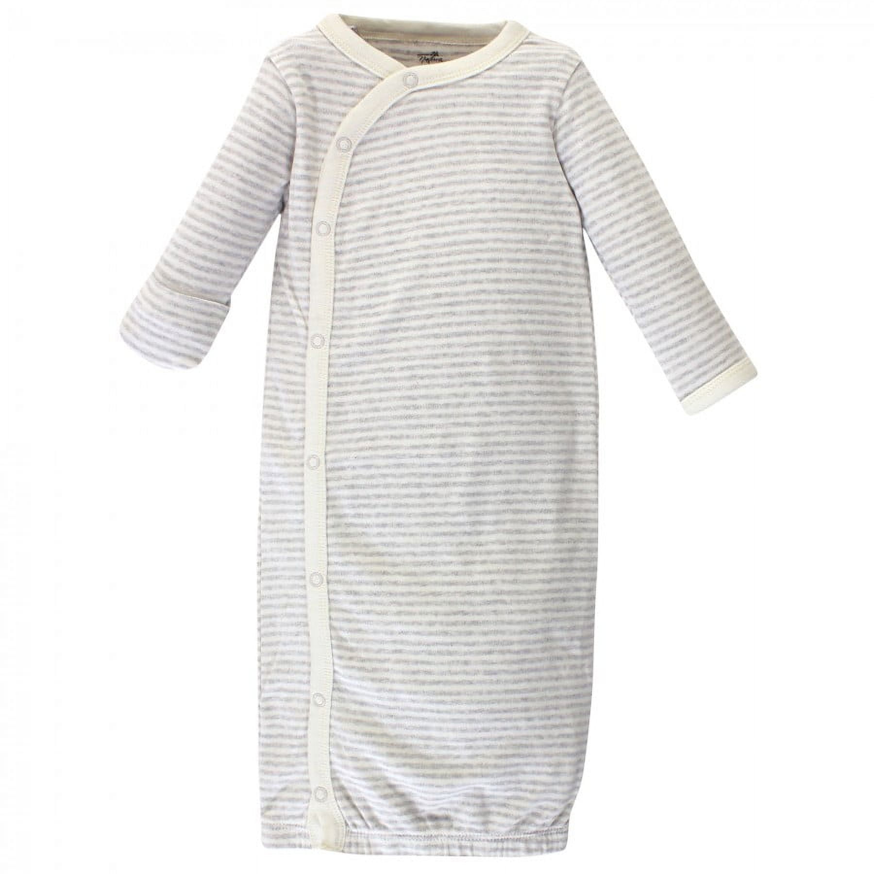 Touched by Nature Baby Organic Cotton Side-Closure Snap Long-Sleeve Gowns  3pk, Hedgehog, Preemie 