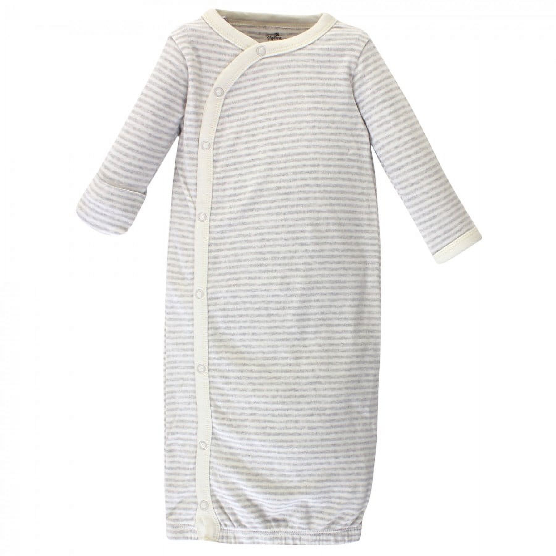Touched by Nature Baby Organic Cotton Side-Closure Snap Long-Sleeve Gowns 3pk, Hedgehog, 0-6 Months