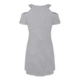 thumbnail image 2 of Womens Plain Cold Shoulder Short Sleeve Mini Dress Summer Casual Shift Dresses-DF, 2 of 3