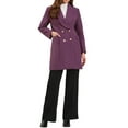 thumbnail image 2 of INSPIRE CHIC Double Breasted Winter Coat for Women's Lapel Neck Long Sleeve Outerwear Overcoat XS Purple, 2 of 6