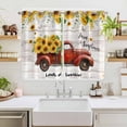 thumbnail image 2 of Sunflower Truck Kitchen Curtains Window Panels, Elegant Yellow Floral Summer Botanical Wooden Insulated Window Treatment Curtain, Grommet Curtains for Bedroom/Living Room/Bathroom, 2 Piece 52"Wx72"L, 2 of 8